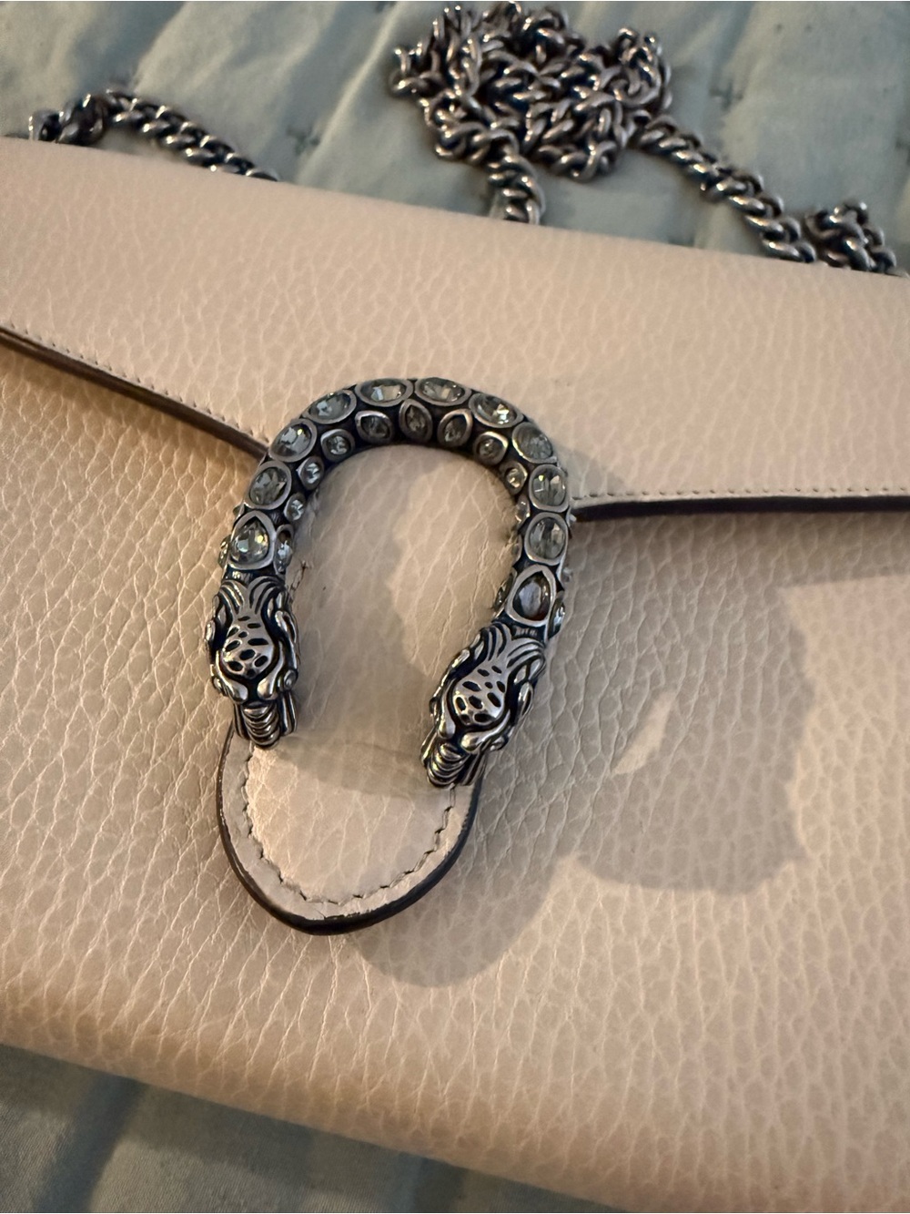 Gucci Dionysus Women's Cream white Leather wallet Shoulder bag with Silver Chain - Picture 3 of 16